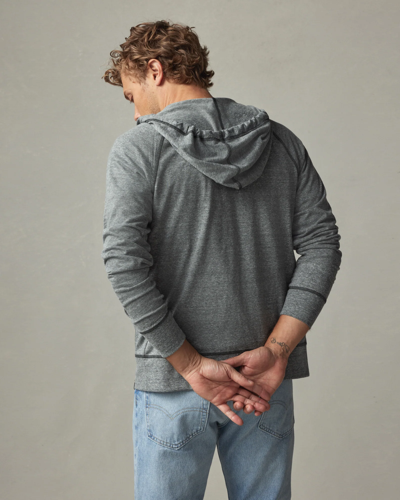Men's Lightweight Full Zip - Black Heather - Image 4