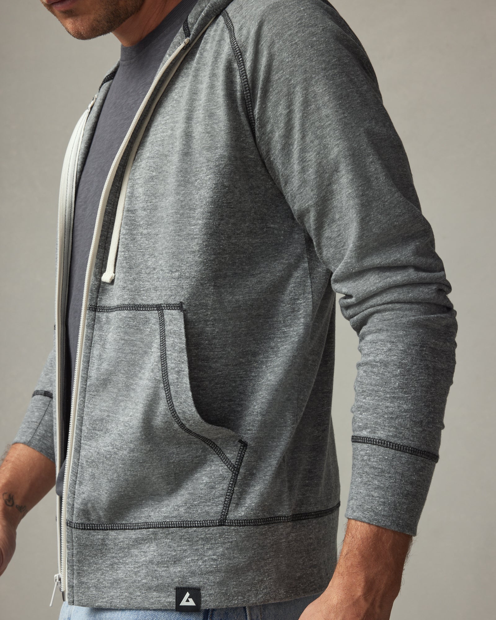 Men's Lightweight Full Zip - Black Heather - Image 5