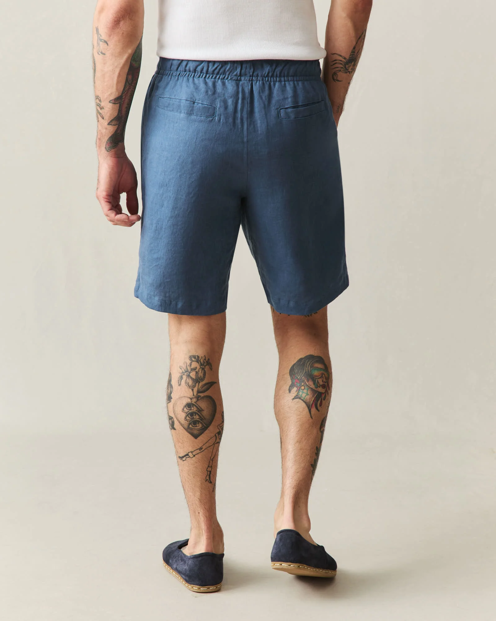 Men's Linen Shorts - Ensign Blue - Image 3