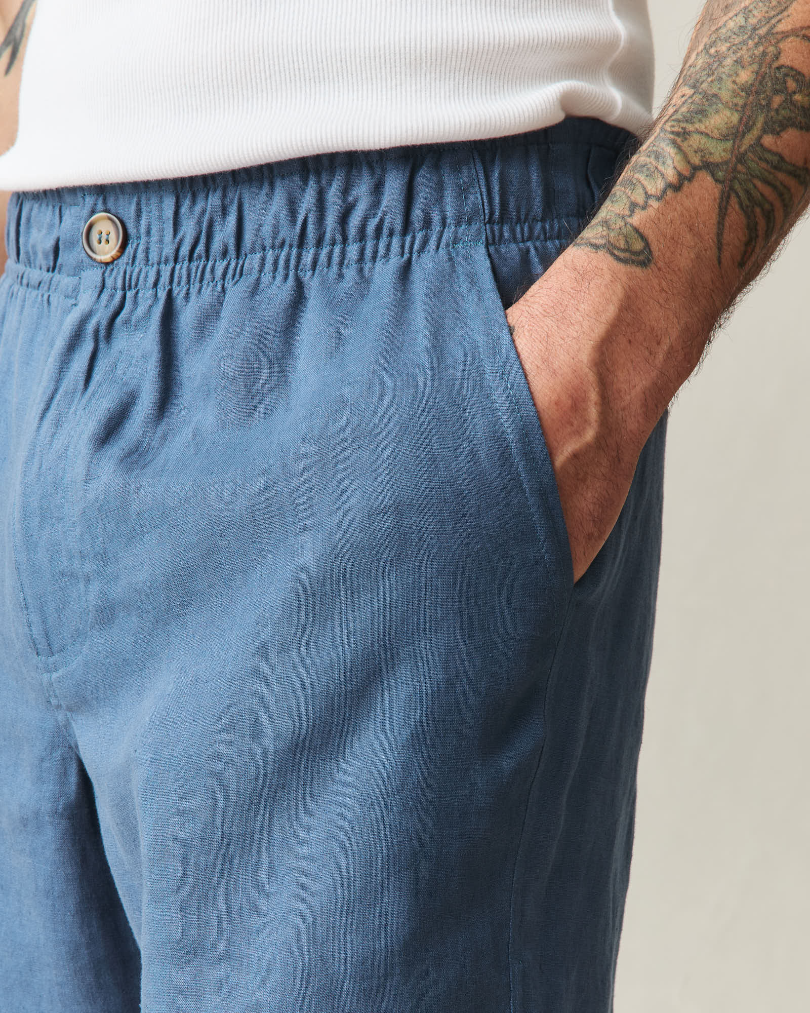 Men's Linen Shorts - Ensign Blue - Image 4