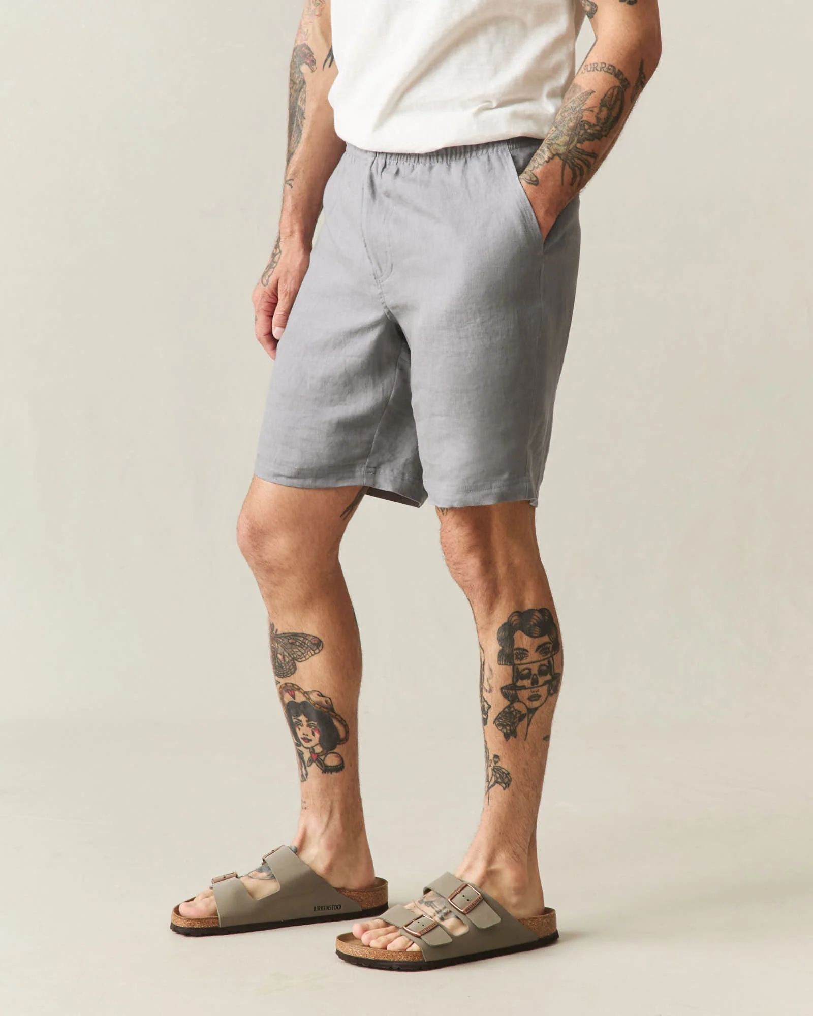 Men's Linen Shorts - Steel Grey - Image 3