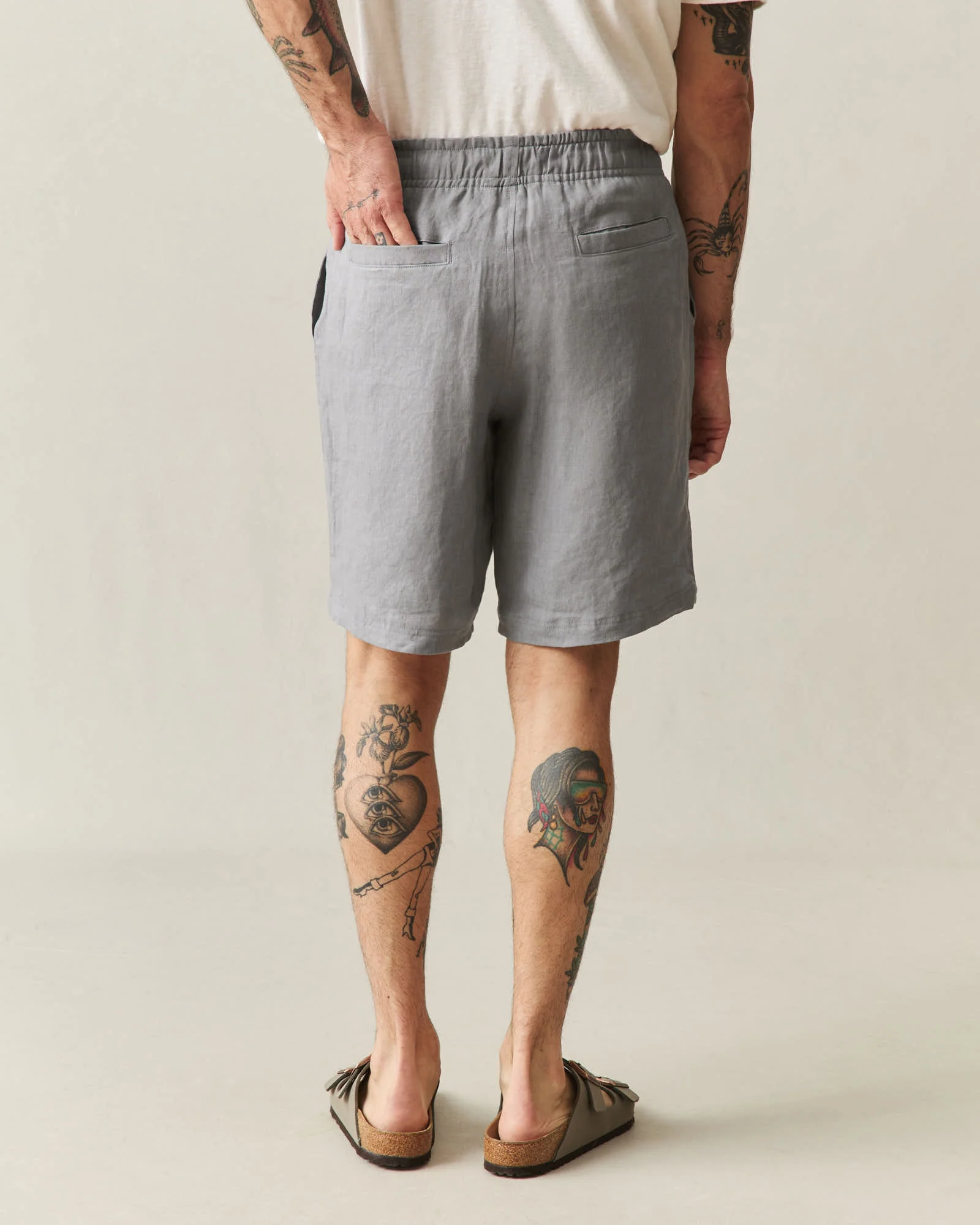 Men's Linen Shorts - Steel Grey - Image 4