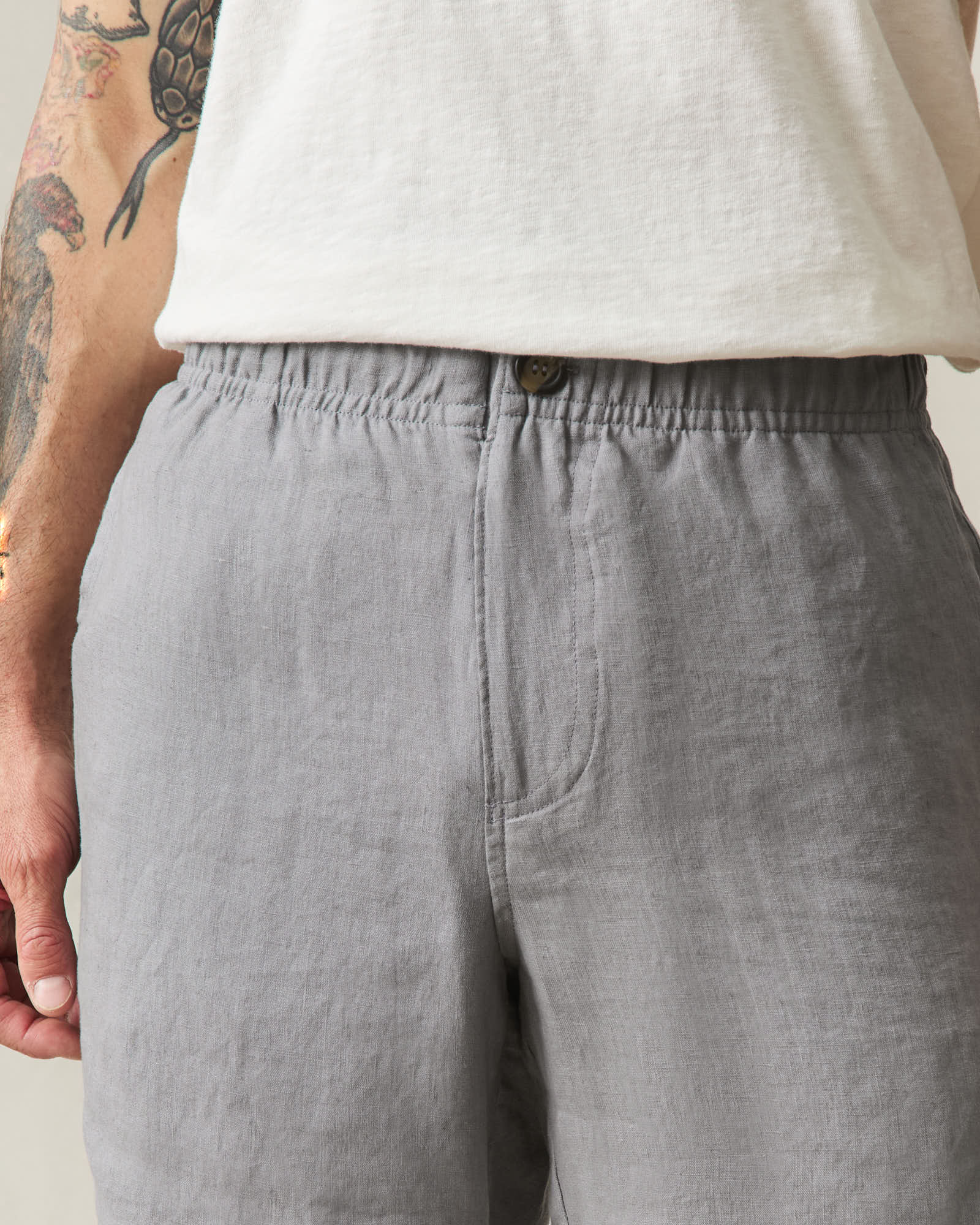 Men's Linen Shorts - Steel Grey - Image 5