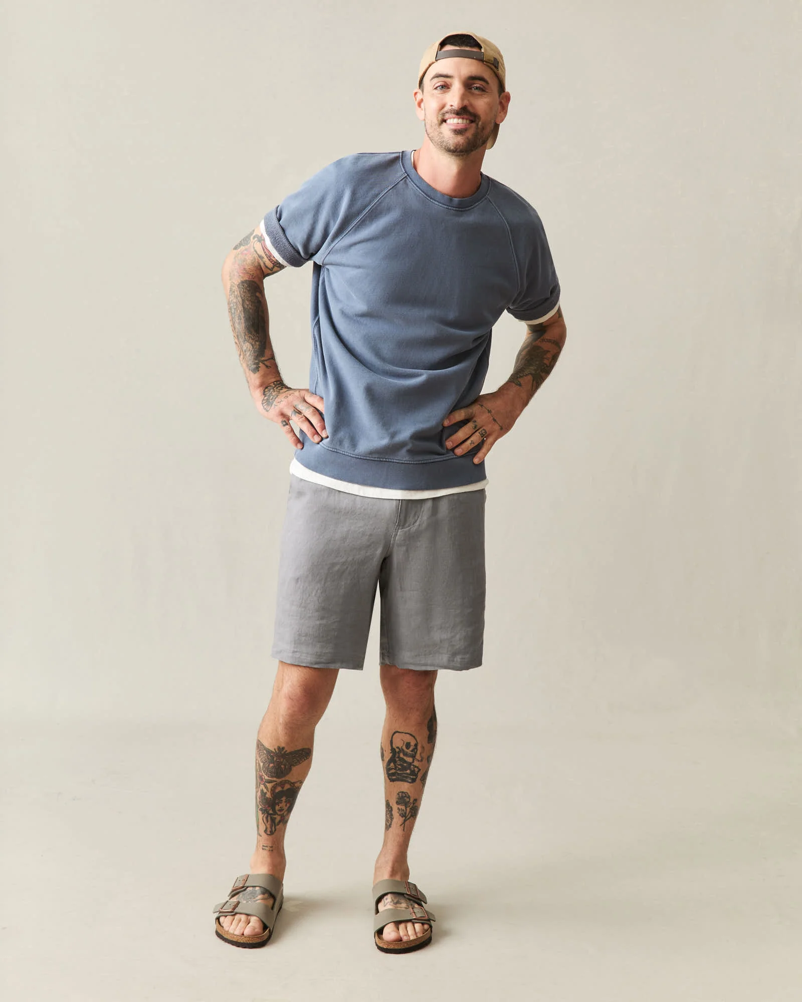 Men's Linen Shorts - Steel Grey - Image 7