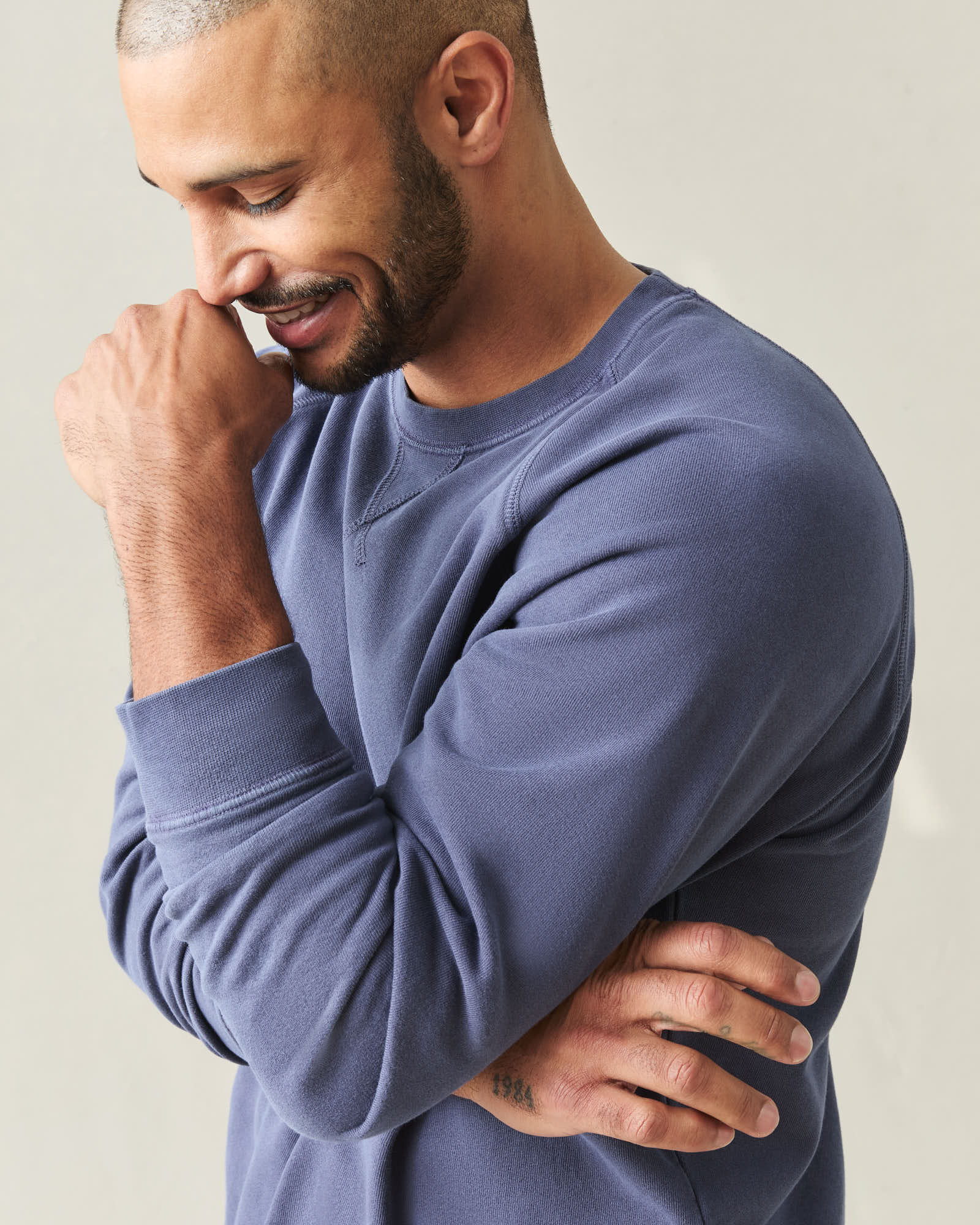 Men's Relaxed French Terry Crew - Patriot Blue - Image 5